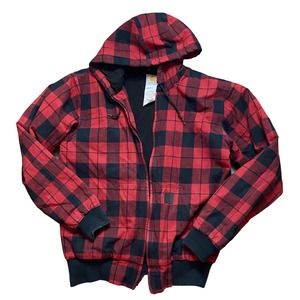 Carhartt Plaid Jacket Mens Med Buffalo Plaid Active Coat Insulated Red Black